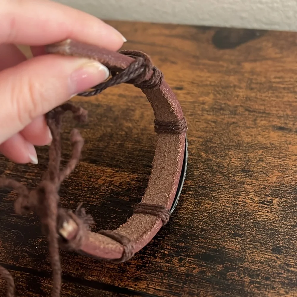 Leather Skull and Rose Bracelet